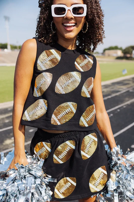 Lowest Price Queen Of Sparkles Rhinestone Football Tank - Black