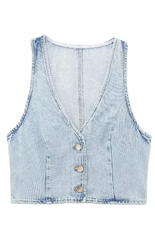 Exclusive Deal Denim Crop Vest