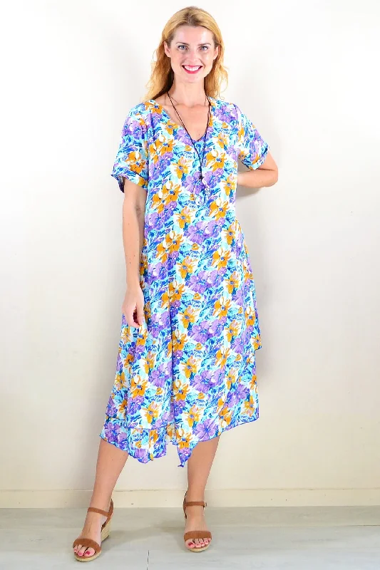 Instant Savings Purple Mustard Floral Tunic Dress