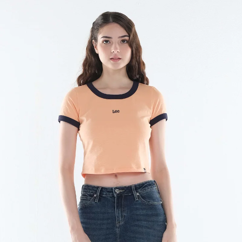Lowest Price LEE WOMENS FITTED RINGER CROP TOP