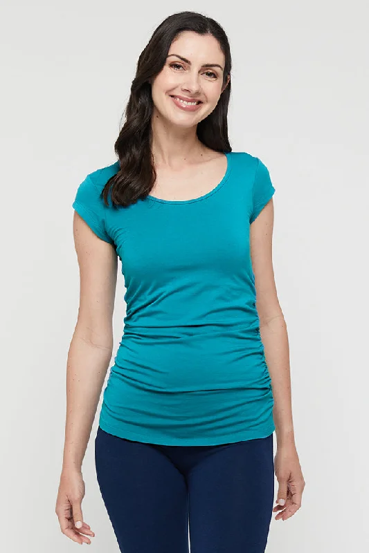 Low Prices Ruched Bamboo Tee - Teal