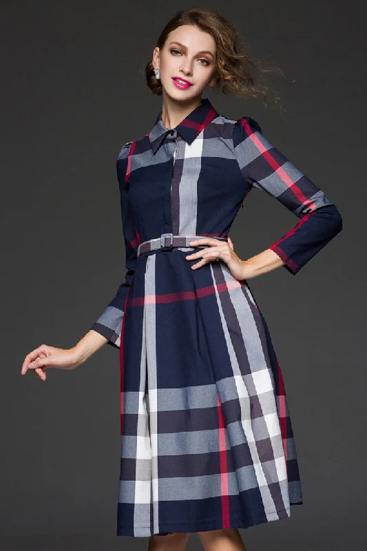 Hot Buy Plaid Dress W/ Belt