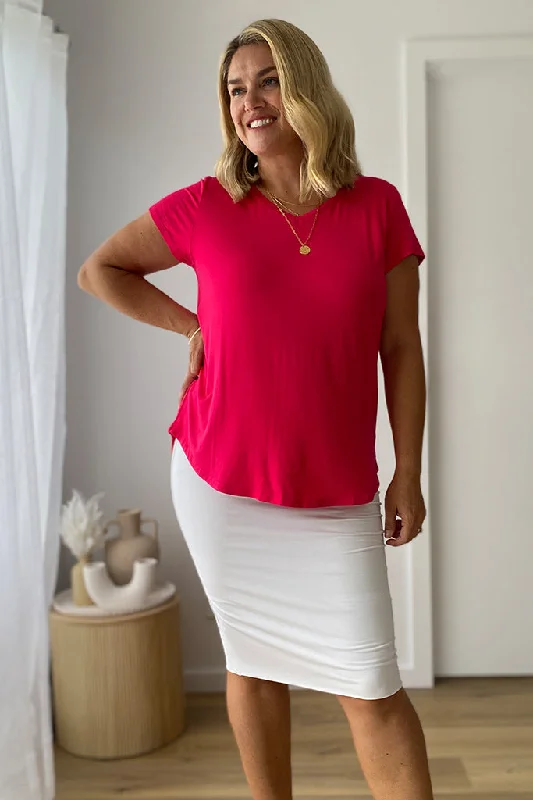 Super Sale Bamboo V Neck Tee - Magenta