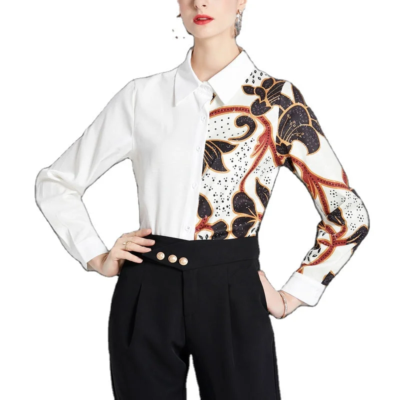 Price Drop XC3301030 Top White Shirt New Printed Long Sleeve Shirt