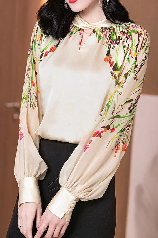Weekend Savings Spectacle Floral Print Silk Blouse