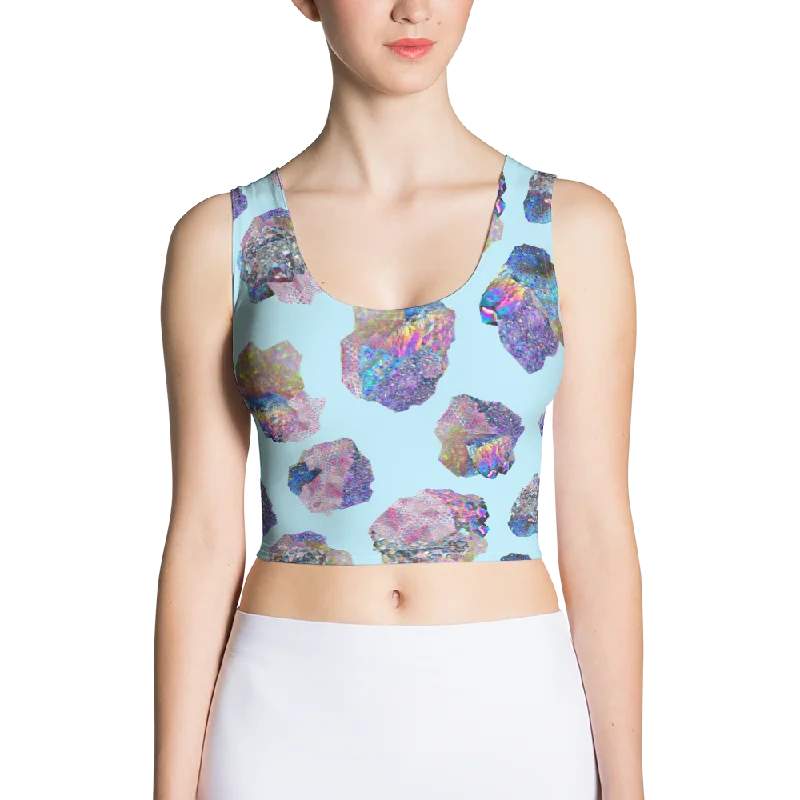 Unmissable Sale Blue Crystal Cluster Crop Top