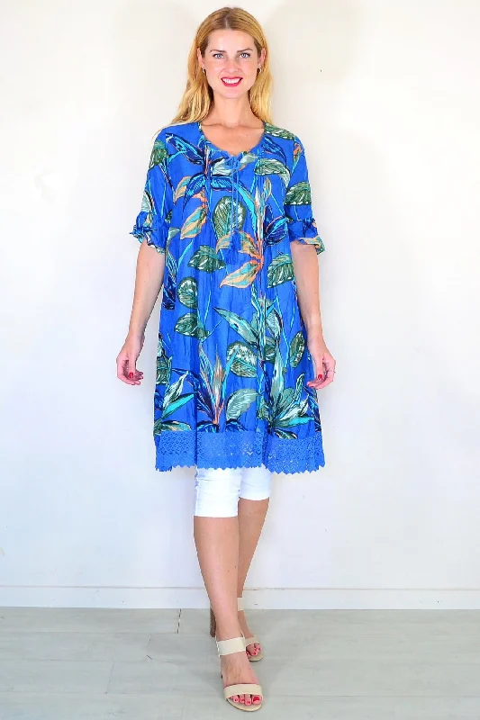 Buy Today Hannah Boho Blue Tunic Dress