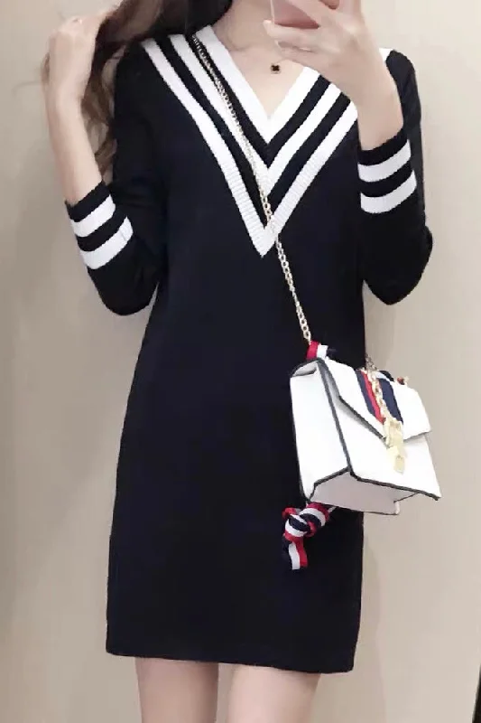 Super Savings V Neck Knit Mini Dress