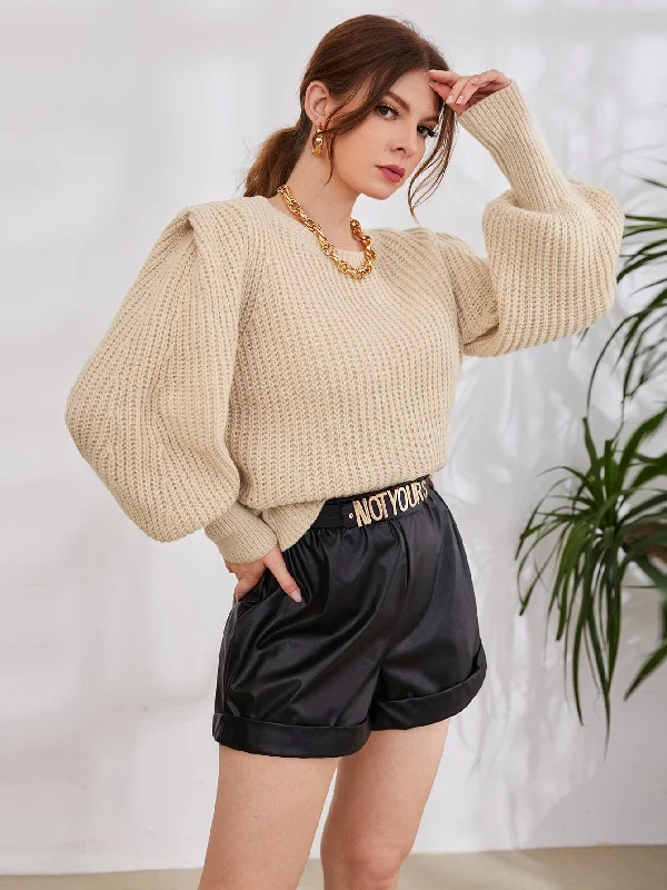 Weekend Price Cuts Galore Casual Plain Long Sleeve Stand Collar Crop Women Sweater