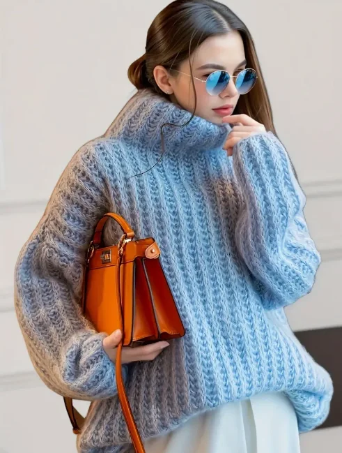 Lowest Price Chunky Knit Turtleneck Sweater