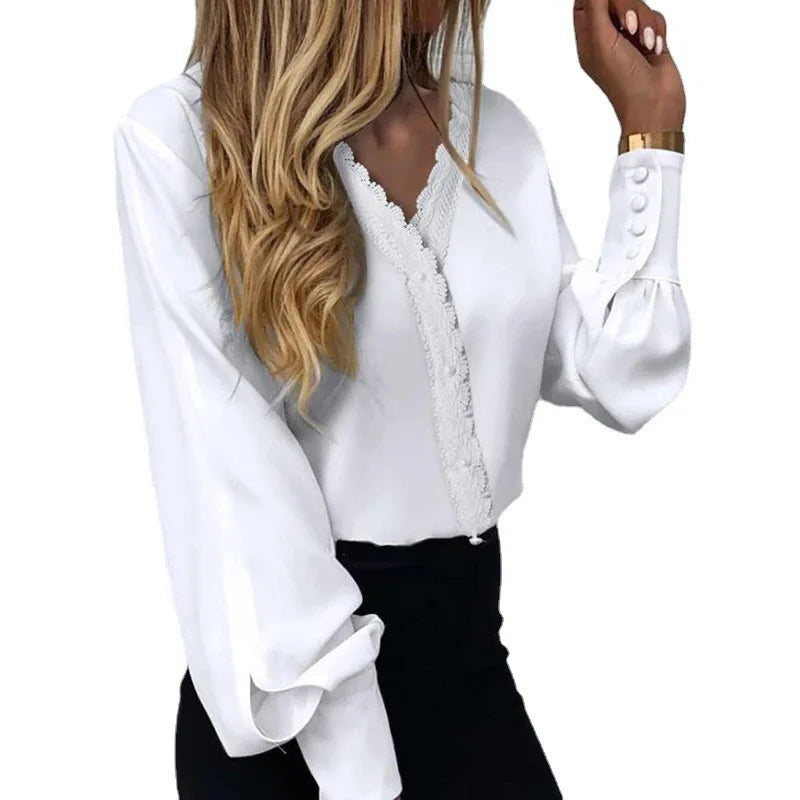 Bargain Bin 2024 Europe and the United States Spring and Summer New Women's Fashion Printed lace Casual Shirt