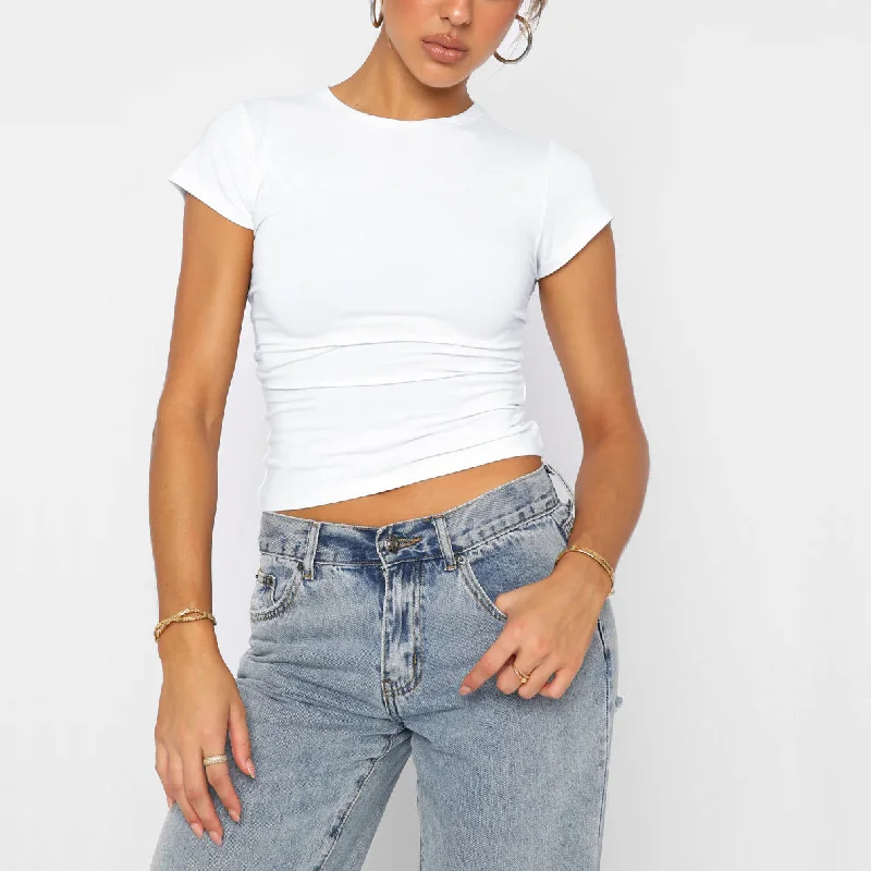 Anniversary Sale Round Neck Pullover All-Match Short-Sleeved T-Shirt Crop Tops Wholesale Women'S Tops Anniversary Sale Round Neck Pullover All-Match Short-Sleeved T-Shirt Crop Tops Wholesale Women'S Tops