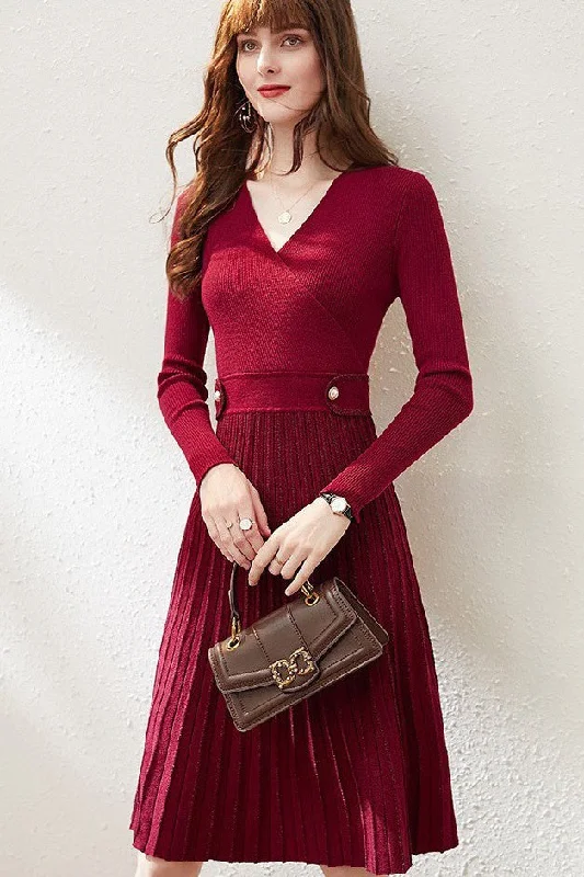Steals and Deals Pleated Wool Blend Dress
