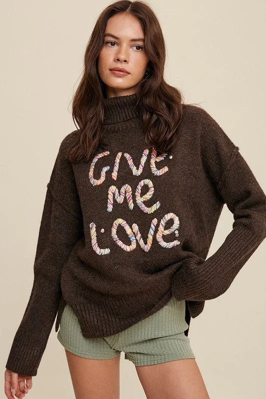 Weekend Savings Sensation Give Me Love Stitched Mock Neck Sweater