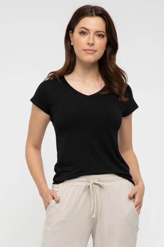 Seasonal Clearance Belle V Neck Tee - Black