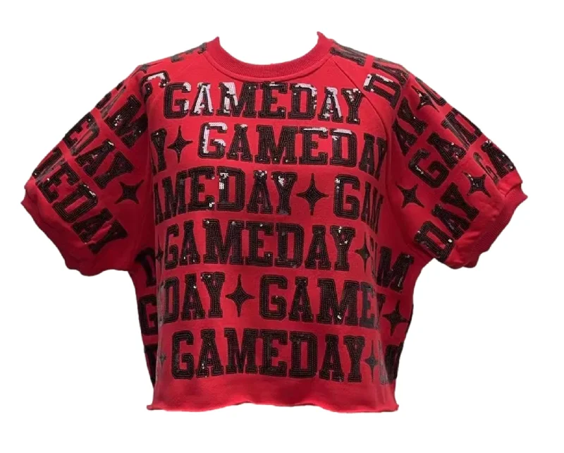 Limited Supply Queen of Sparkles GAMEDAY All Over Top - RED & BLACK