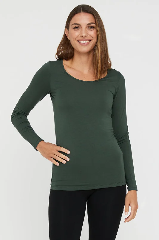 Weekend Deals That Dazzle L/S Layering Top - Forest