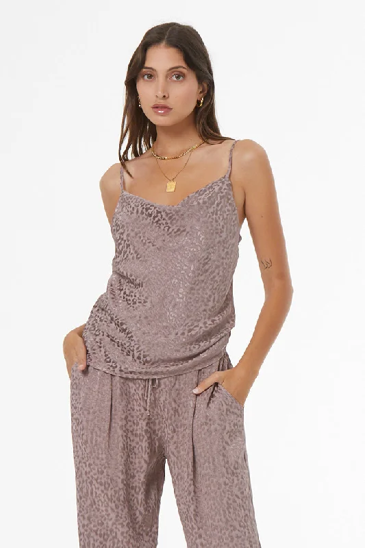 Time-Sensitive Emmet Cheetah Jacquard Tank // Clay