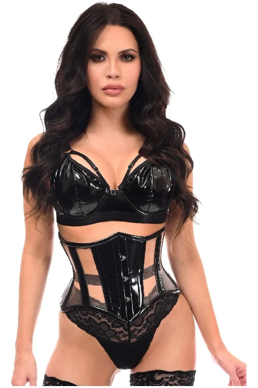 Special Price Flattering Black Patent & Nude Mini Corset Underbust Cincher