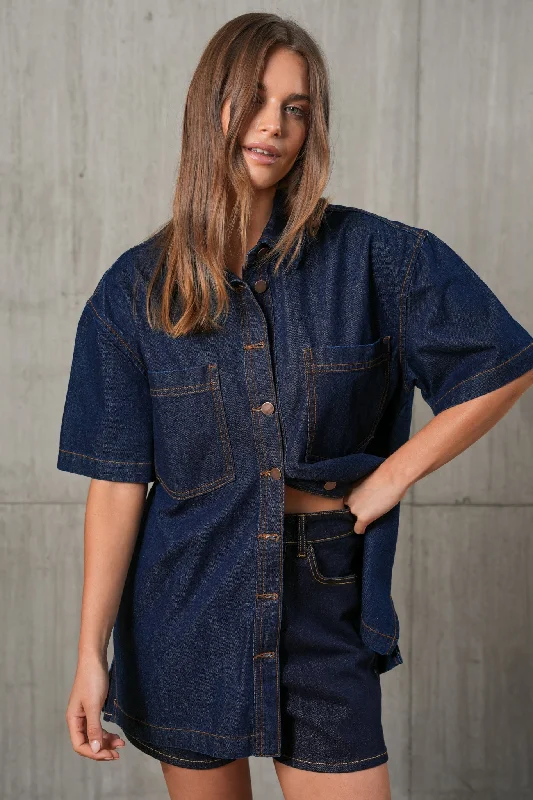 Price Slash EBONY DENIM SHIRT - Dark Denim