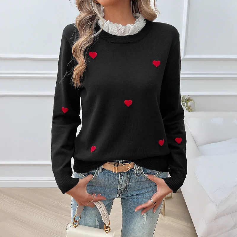 Buy More, Save More Casual Embroidered Heart Long Sleeve Sweater Wholesale Womens Clothing N3824072300007 Buy More, Save More Casual Embroidered Heart Long Sleeve Sweater Wholesale Womens Clothing N3824072300007