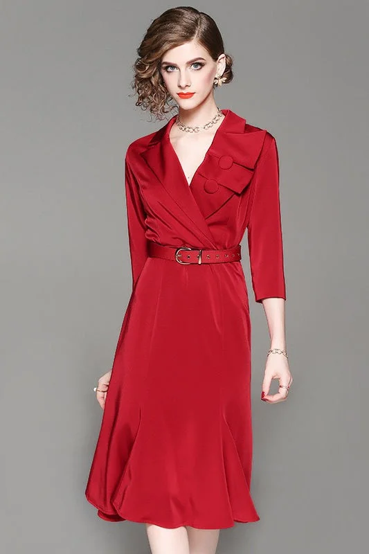 Weekend Deal Fashion Collar Dress W/ Belt