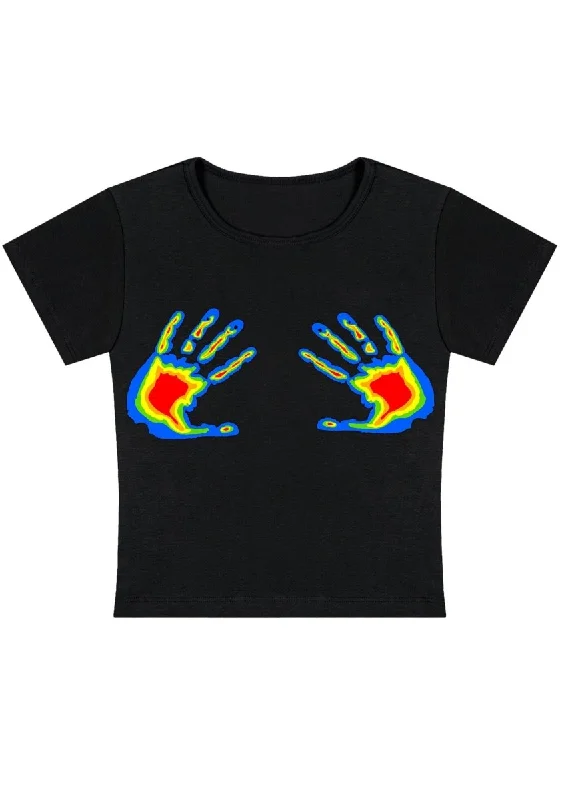 Super Savings Thermal Hands Y2k Baby Tee