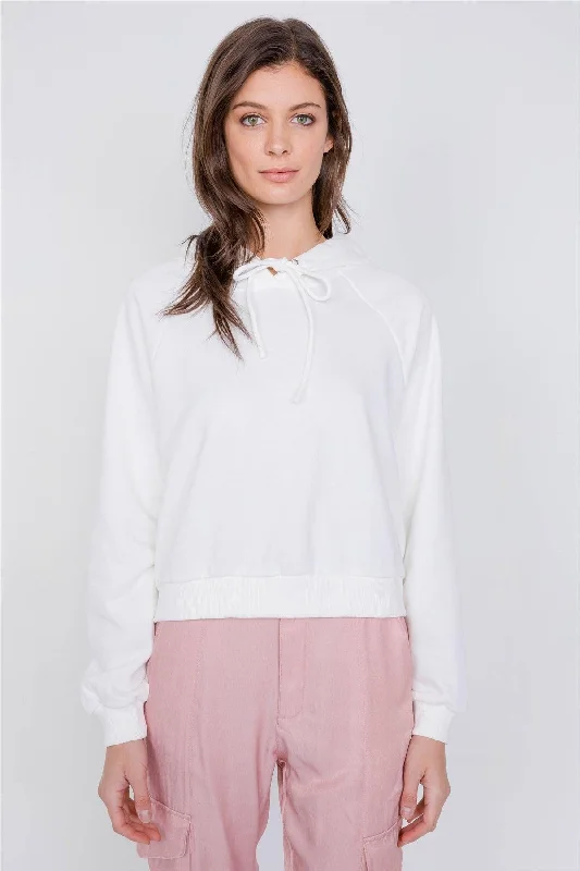 Weekend Discounts to Enjoy White Cotton Open Back Relaxed Fit Adjustable Hoodie Sweatshirt Weekend Discounts to Enjoy White Cotton Open Back Relaxed Fit Adjustable Hoodie Sweatshirt