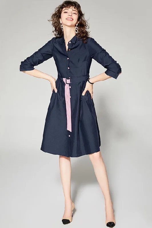 Weekend Discounts to Snag Contrast Button and Belt Dress