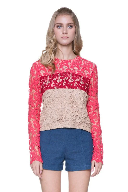 Weekend Savings Spectacular Tricolor Kerian Lace Top