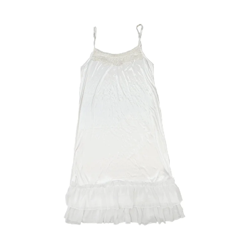 Final Markdown Lace Trim Silk Layered Ruffle Cami Dress