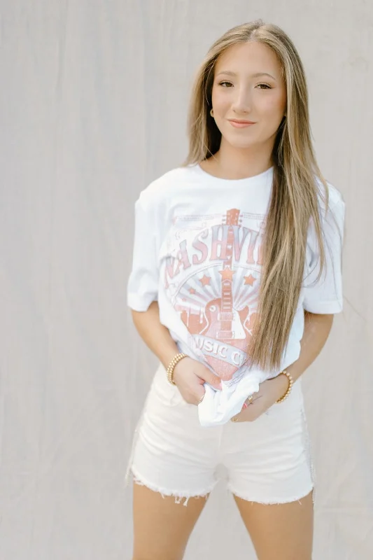 Deal Frenzy White Nashville Vintage Tee